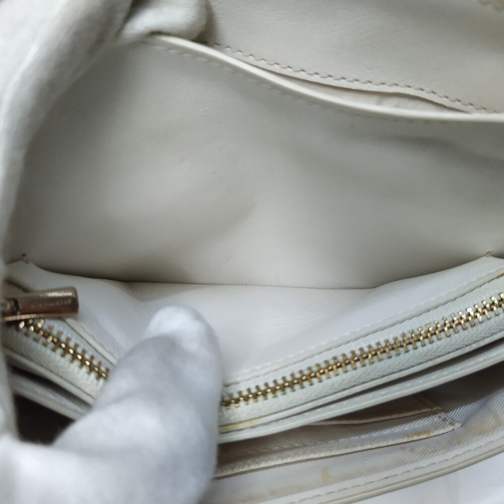 Coach Ivory Leather Chain Strap Turnlock Flap Closure Crossbody Bag - Picture 12 of 16
